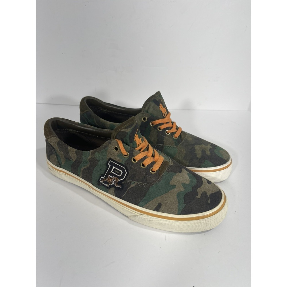 Polo Ralph Lauren Thorton III Camo Canvas Lace up Sneakers Men Size 8.5‎ D